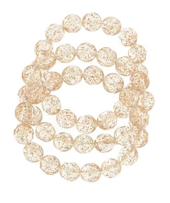 Faceted Ball Stretch Bracelet Set - Clear