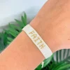 'Faith' Beaded Adjustable Pull Bracelet - Ivory