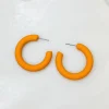 Fall Color Coated Hoop Earrings - Mustard