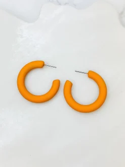 Fall Color Coated Hoop Earrings - Mustard