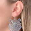 Filigree Tiger Dangle Earrings - Silver