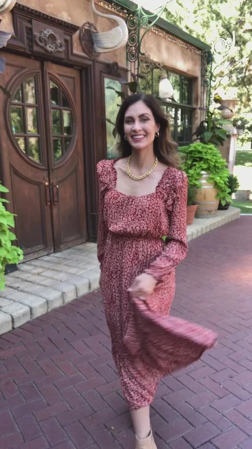 First Kiss Long Sleeve Maxi Dress In Rust