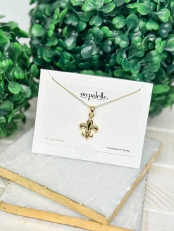 Fleur-de-lis Pendant Necklace - Gold