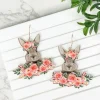 Floral Bunny Rabbit Dangle Earrings