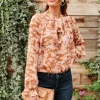 Floral Ties Top in Taupe