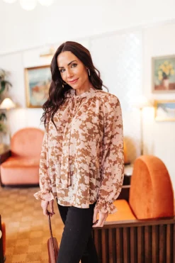 Floral Ties Top in Taupe
