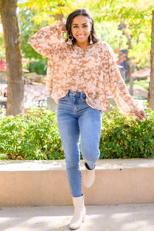Floral Ties Top in Taupe