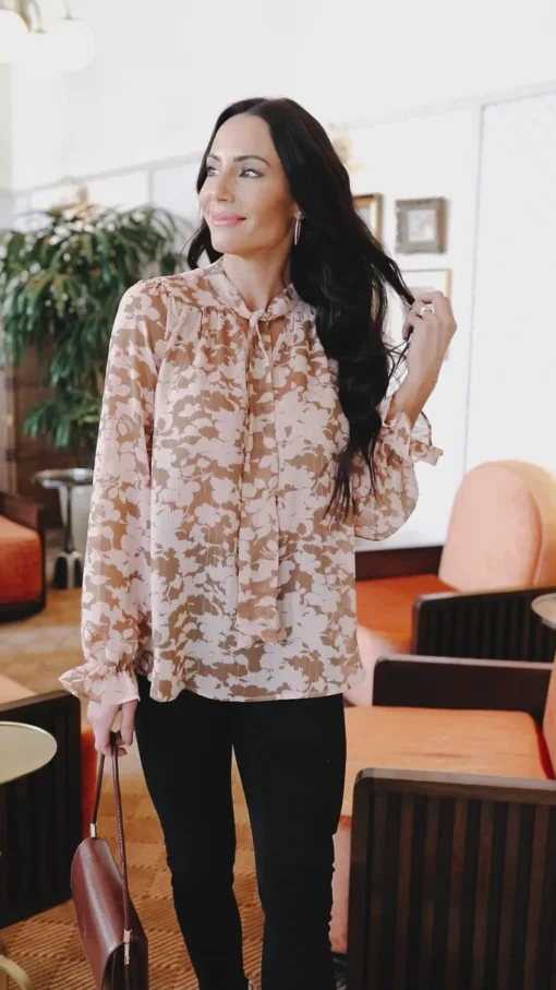 Floral Ties Top in Taupe