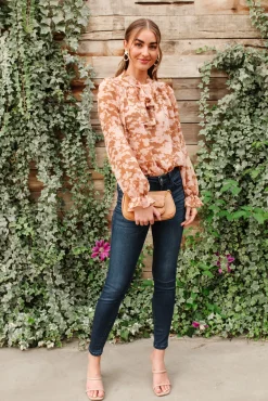 Floral Ties Top in Taupe