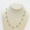 Flower Beaded Station Necklace - Mint
