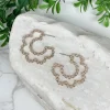 Flower Detail Metallic Hoop Earrings - Gold