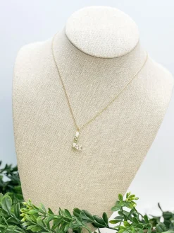 Flower Initial Pendant Necklace