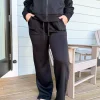 French Terry Straight Leg Pants by Rae Mode - Black