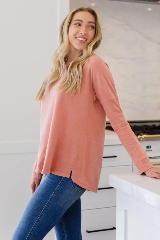 Fun Beginnings Raglan Top In Dusty Mauve