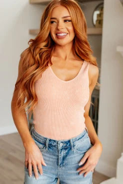 Fundamentals Ribbed Seamless Reversible Tank in Peach