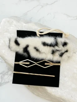 Fuzzy Leopard Hair Clip Set