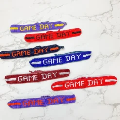 'Game Day' Beaded Adjustable Bracelet - Purple & Orange