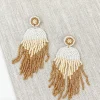 Geo Seed Bead Fringe Dangle Earrings - Ivory