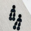 Geometric Clay Dangle Earrings - Black