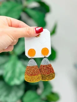 Glitter Candy Corn Dangle Earrings