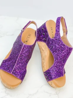 Glitter Carley Wedge by Corky’s - Purple