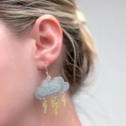 Glitter Cloud Dangle Earrings