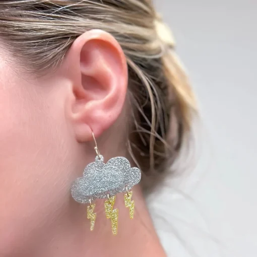 Glitter Cloud Dangle Earrings