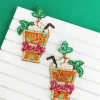 Glitter Derby Mint Julep Dangle Earrings