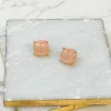 Glittery Glass Crystal Stud Earrings - Cream