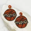 Glitzy Basketball Mama Beaded Dangle Earrings