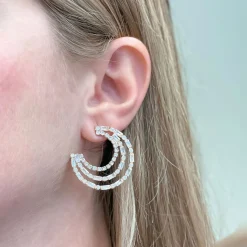 Glitzy Crescent Moon Statement Post Earrings - Gold