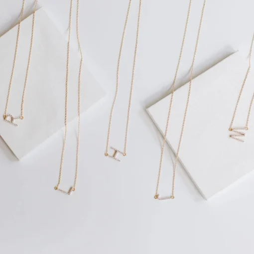 Glitzy Gold Sideways Initial Necklace
