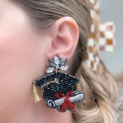 Glitzy Grad Cap Dangle Earrings