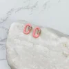 Glitzy Locked Link Earrings - Pink