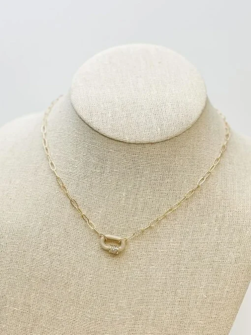 Glitzy Locked Link Pendant Necklace - Grey