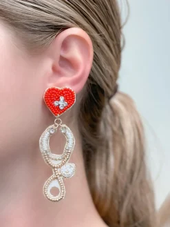 Glitzy Stethoscope Beaded Dangle Earrings