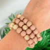 Gold & Color Bead Bracelet Stack - Blush