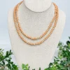 Gold & Color Bead Dual Strand Necklace - Tan