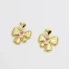 Gold & Crystal Bow Heart Stud Earrings