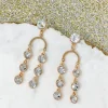Gold & Glass Bead Arch Dangle Earrings - Clear