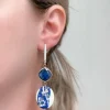 Gold & Navy Geometric Clay Dangles - Rhinestone