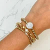 Gold & Pearl Beaded Stretch Bracelet Set