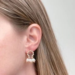 Gold & Pearl Dangle Post Earrings