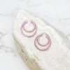Gold Ball Double Hoop Earrings - Lavender