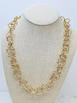 Gold Bamboo Link Chain Necklace