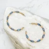 Gold Beaded Skinny Hoop Earrings - Navy