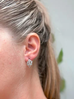 Gold Dipped Knot Hoop Earrings - White Gold