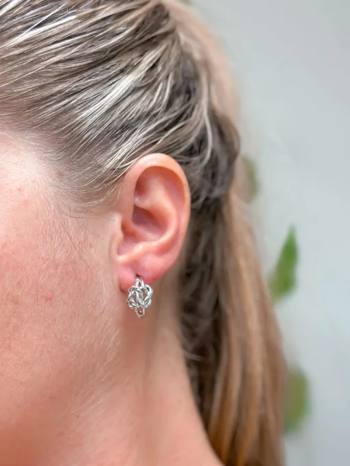 Gold Dipped Knot Hoop Earrings - White Gold