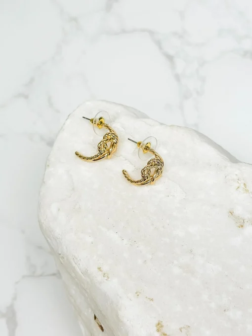 Gold Dipped Knot Hoop Earrings - Yellow Gold