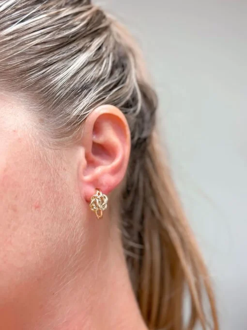Gold Dipped Knot Hoop Earrings - Yellow Gold